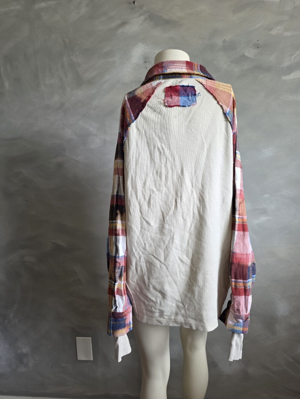 We The Free Isabelle Thermal Plaid Distressed Sleeve Popover Top XS - Picture 9 of 14